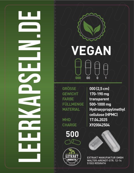 Leerkapseln | HPMC | vegan & getrennt (Größe 000)
